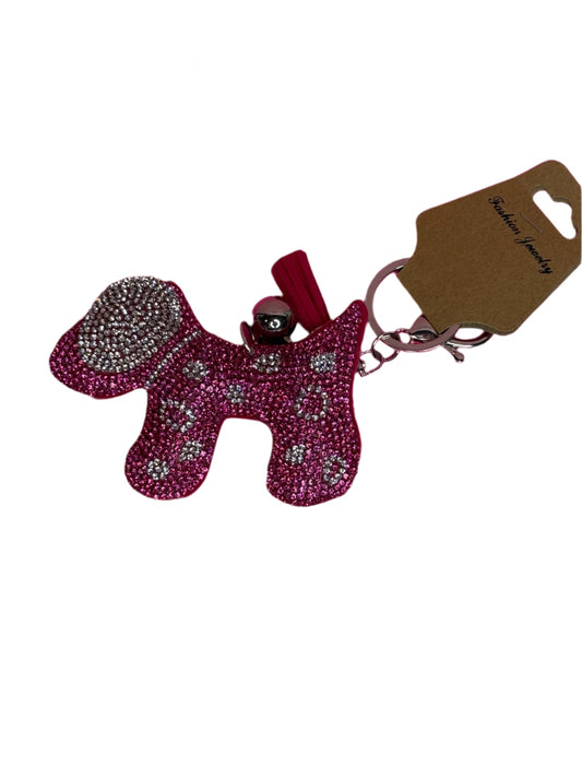 Rhinestone Pink Dog Key Chain/ Backpack Charm