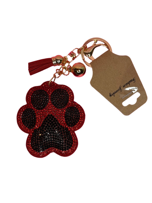 Red Rhinestone PAW KeyChain/ Backpack Charm