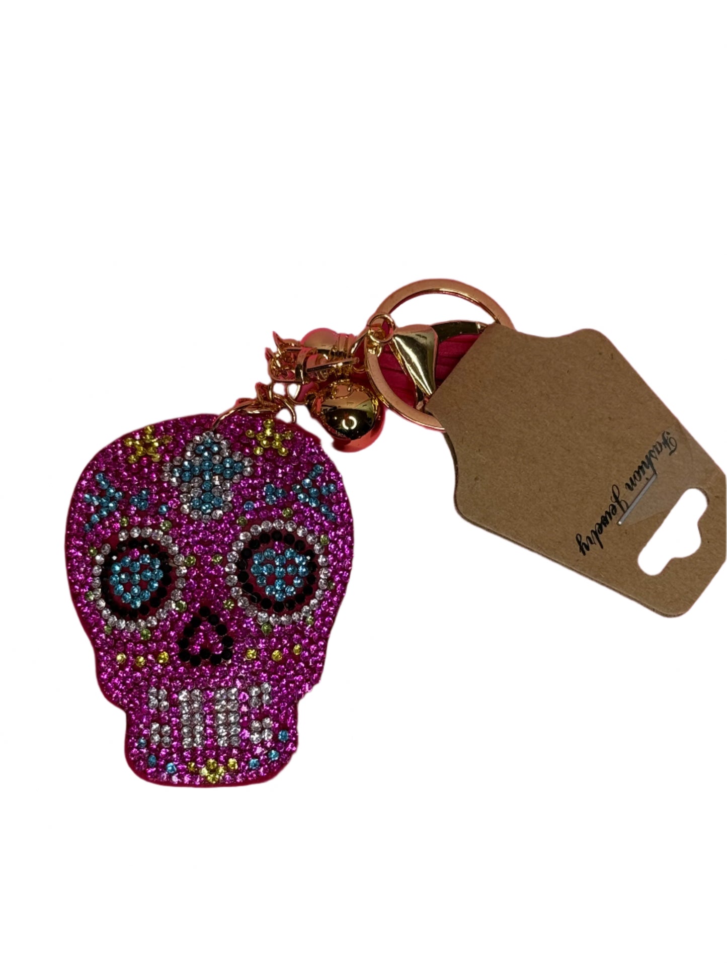 Rhinestone Pink Skull Key Chain/ Backpack Charm