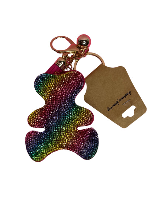 Rainbow Bear Puff Key Chain/ Backpack charms