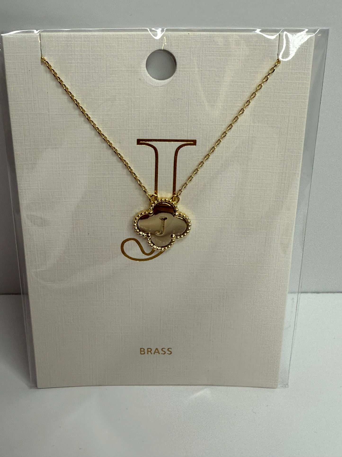 Gold Clover Initial Necklace