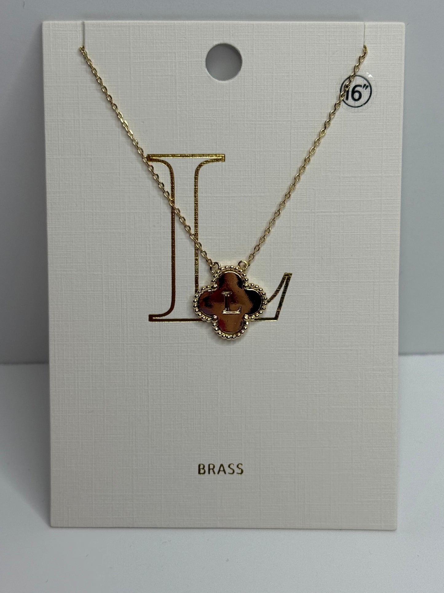 Gold Clover Initial Necklace