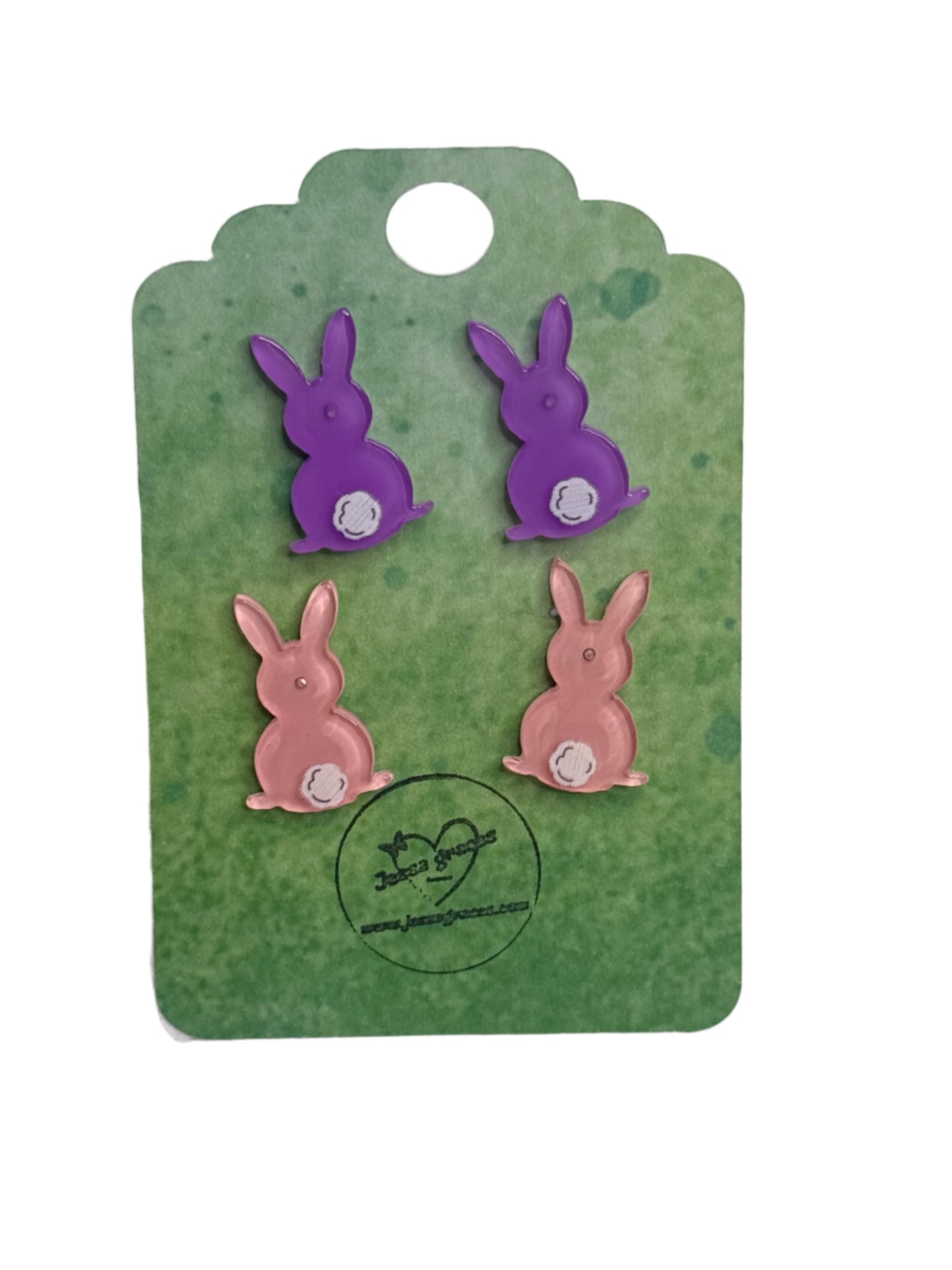 Acrylic Bunny Stud Earrings
